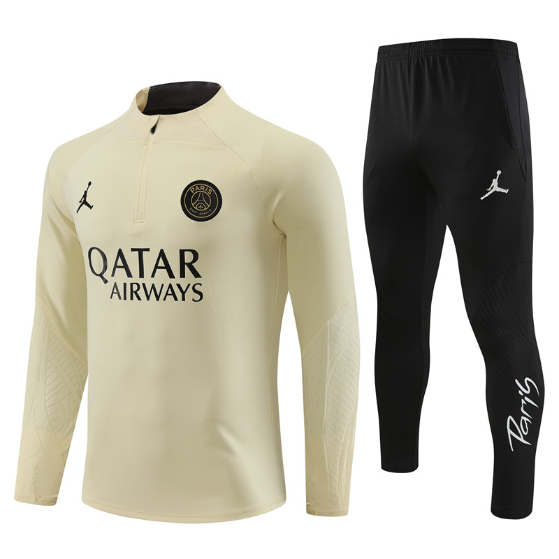 Paris Saint-Germain PSG 23-24 Kids Long Sleeve Training Set Beige - Unitedfutballjersey