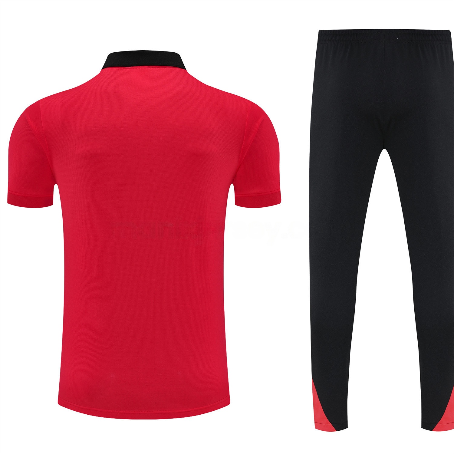 Liver.pool 25-26 POLO Short-Sleeve Training Set - Red Top and Black Pants - Unitedfutballjersey