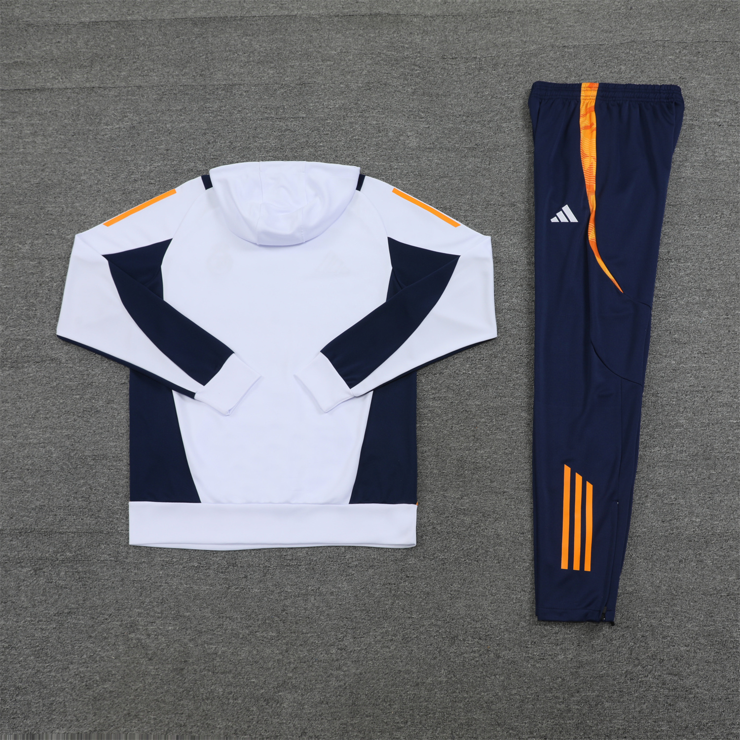 Real Madrid 24-25 Training Hoodie Set - White Hoodie and Deep Blue Pants - Unitedfutballjersey