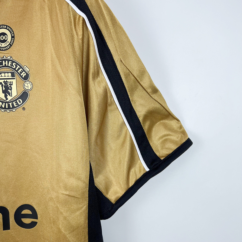Manchester United Retro 01-02 100th Anniversary Special Edition Jersey - Gold - Unitedfutballjersey