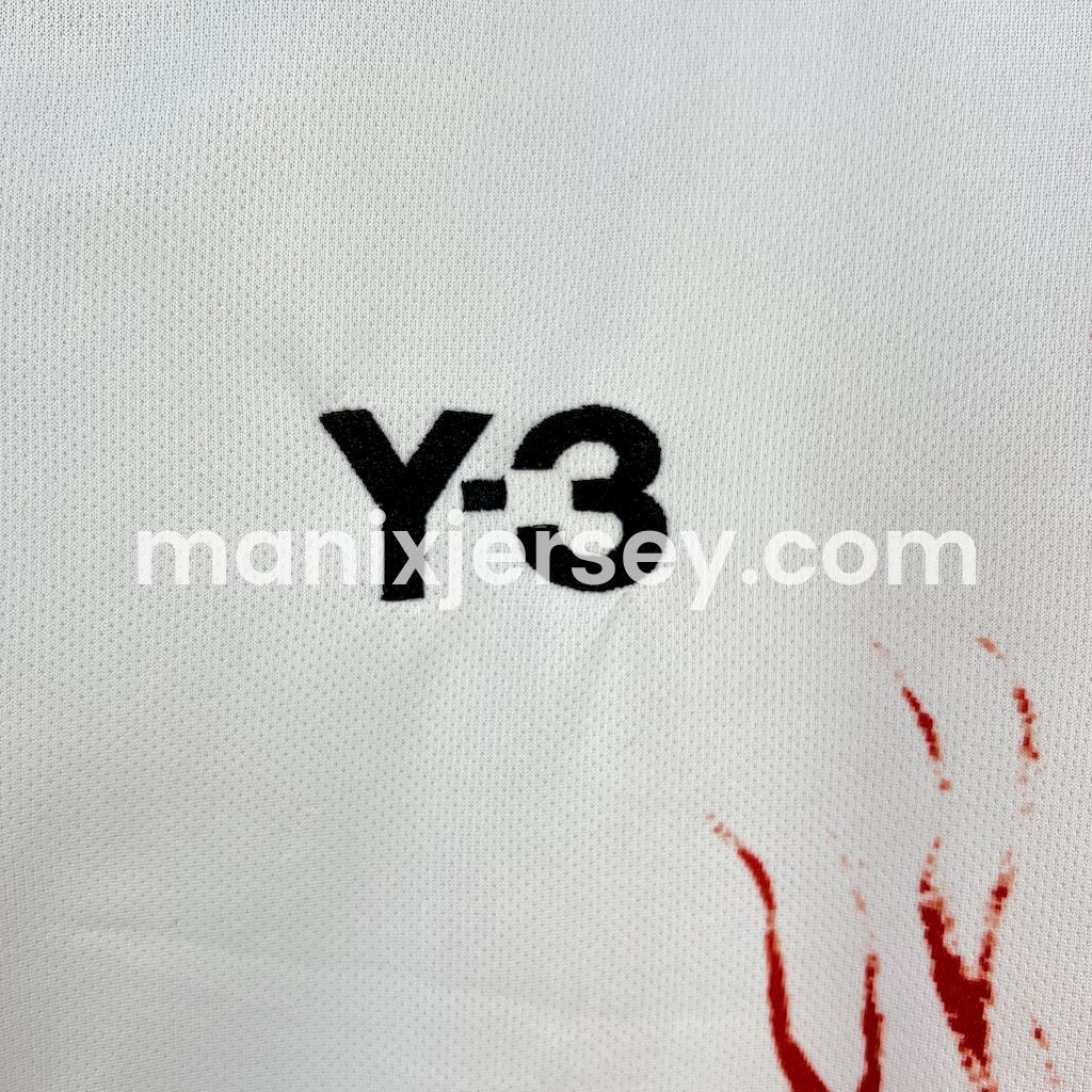 Japan 25-26 Y-3 Red Auspicious Cloud Pattern White Special Jersey - Fans Version - Unitedfutballjersey