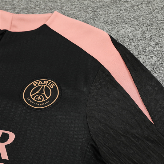 Paris Saint-Germain PSG X JD 24-25 Long Sleeve Training Set - Player Version - Black and Pink - Unitedfutballjersey