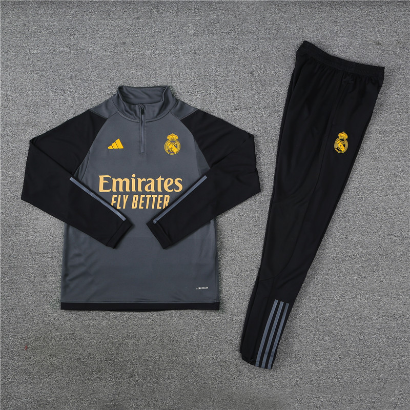 Real Madrid 23-24 Long Sleeve Training Set -Dark Grey - Unitedfutballjersey