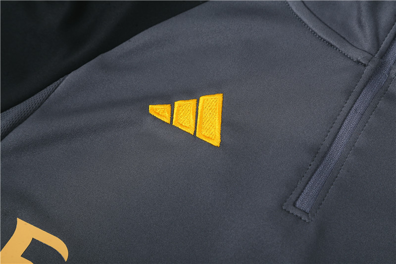 Real Madrid 23-24 Kids Long Sleeve Training Set Dark Grey - Unitedfutballjersey