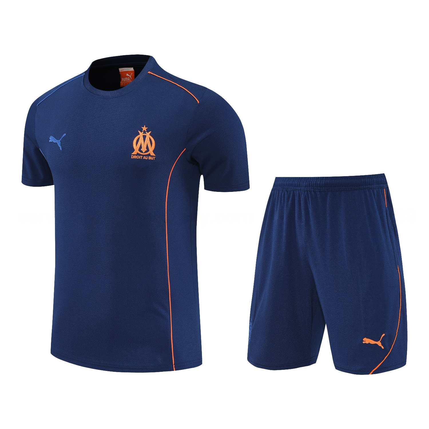 Marseille 25-26 Short-Sleeve Training Set - Blue Top & Blue Shorts - Unitedfutballjersey