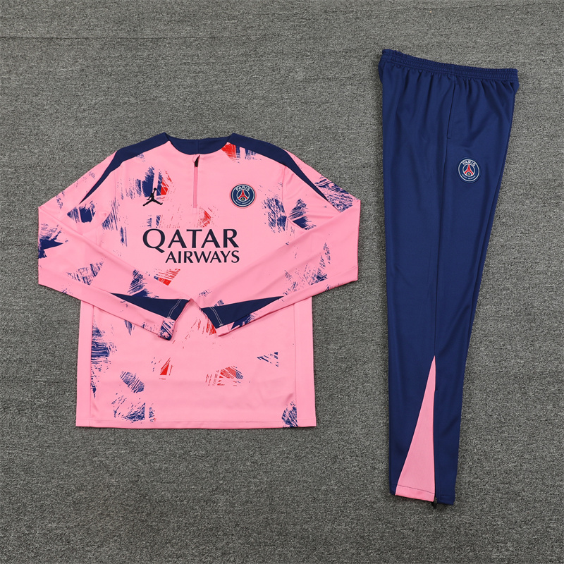 Paris Saint-Germain PSG 24-25 Kids Long Sleeve Training Set - Pink - Unitedfutballjersey