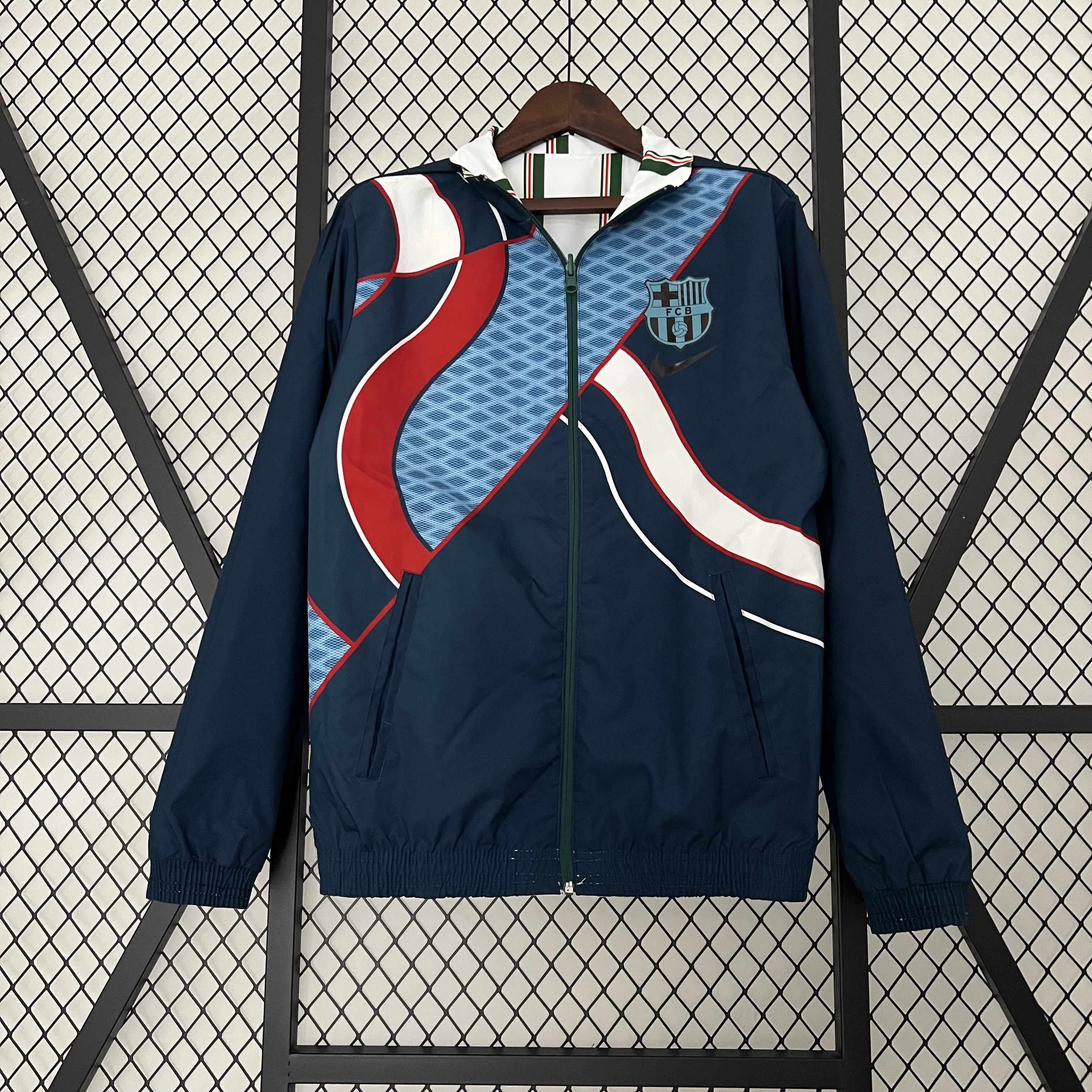 B.A.R.S.A 23-24 Player Reversible Windbreaker - White & Blue - Unitedfutballjersey