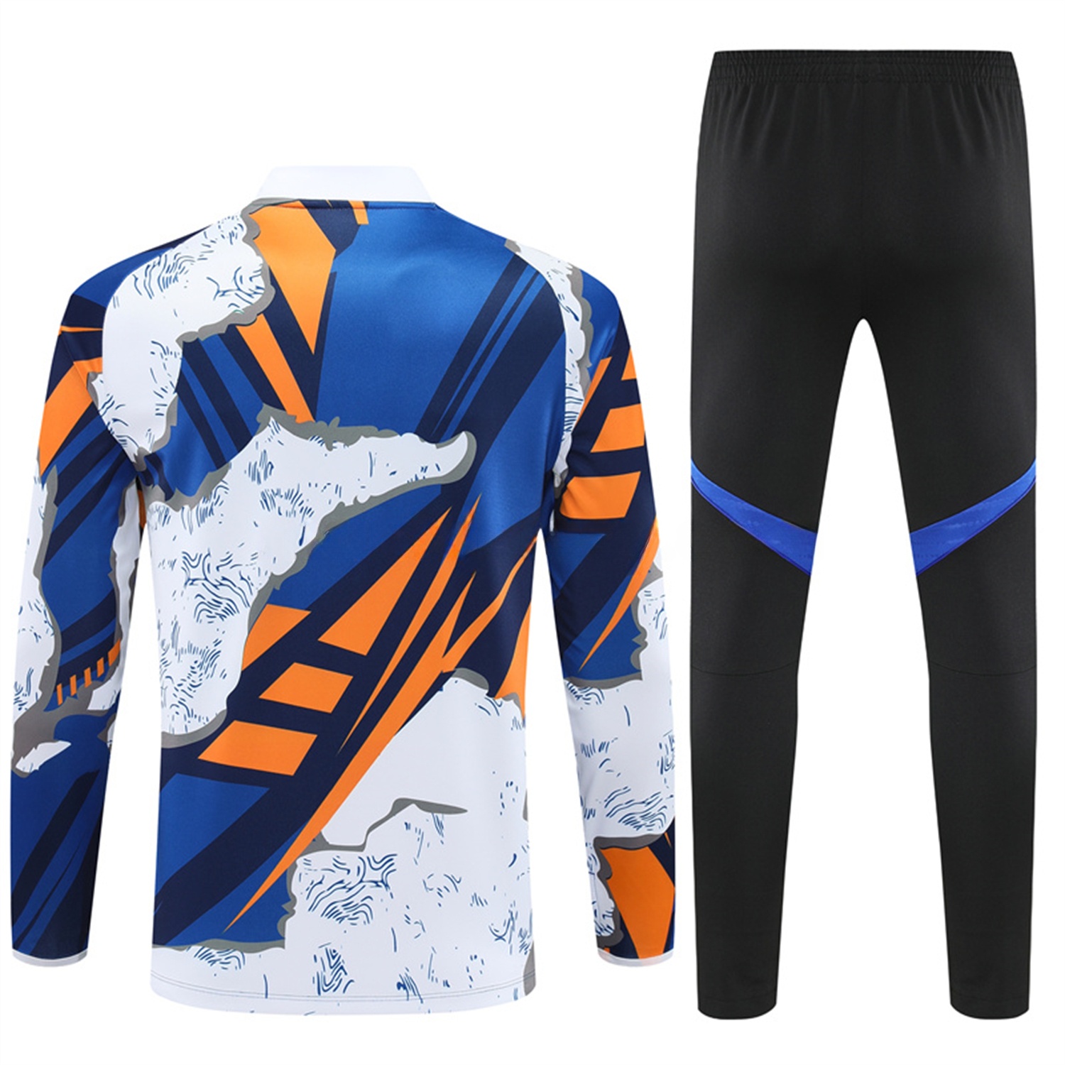 Real Madrid 25-26 Long Sleeve Training Set - Yellow, White and Blue Camouflage Top and Black Pants - Unitedfutballjersey