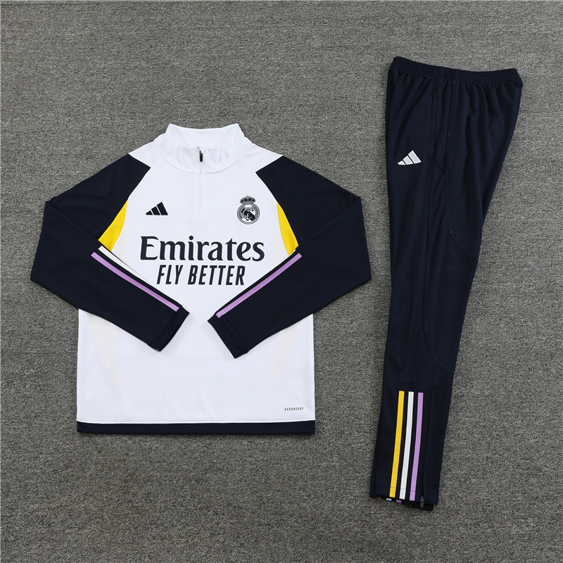Real Madrid 23-24 Long Sleeve Training Set -White - Unitedfutballjersey