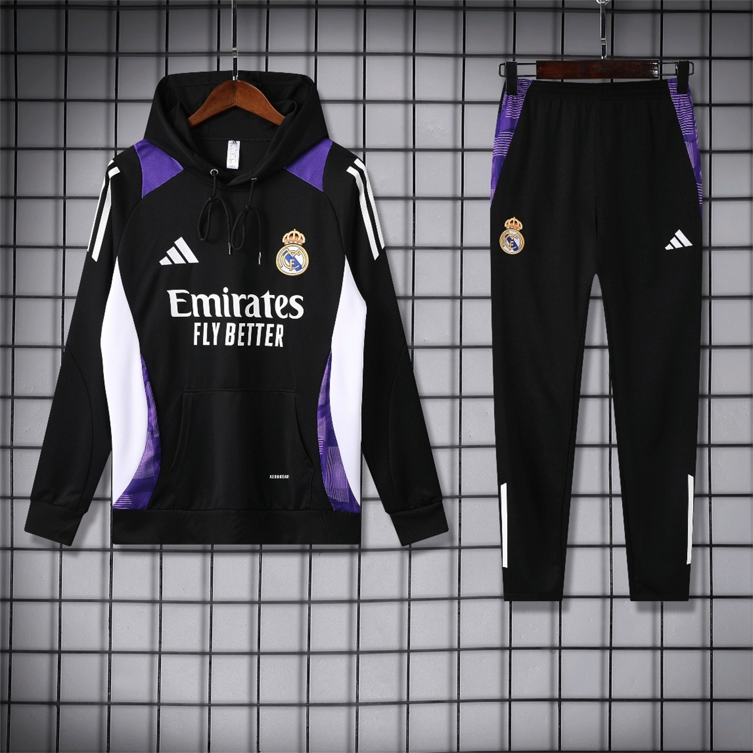 Real Madrid 24-25 Training Hoodie Set - Black Hoodie and Black Pants - Unitedfutballjersey
