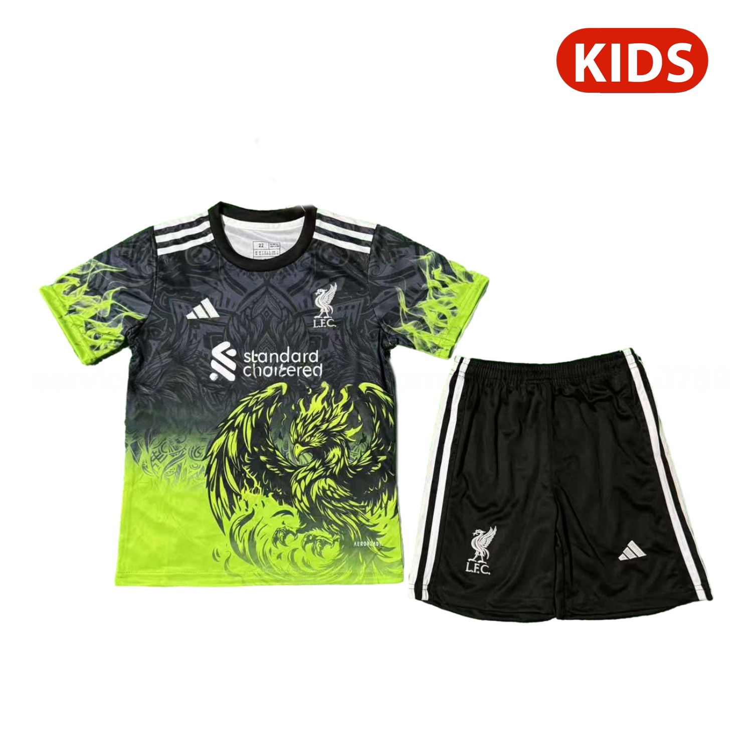 Liver.pool 25-26 Green Liver.pool Bird Black Special Kids Kit - Unitedfutballjersey