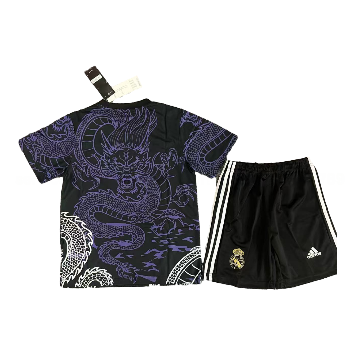Real Madrid 25-26 White And Purple Dragon Black Special Kids Kit - Unitedfutballjersey