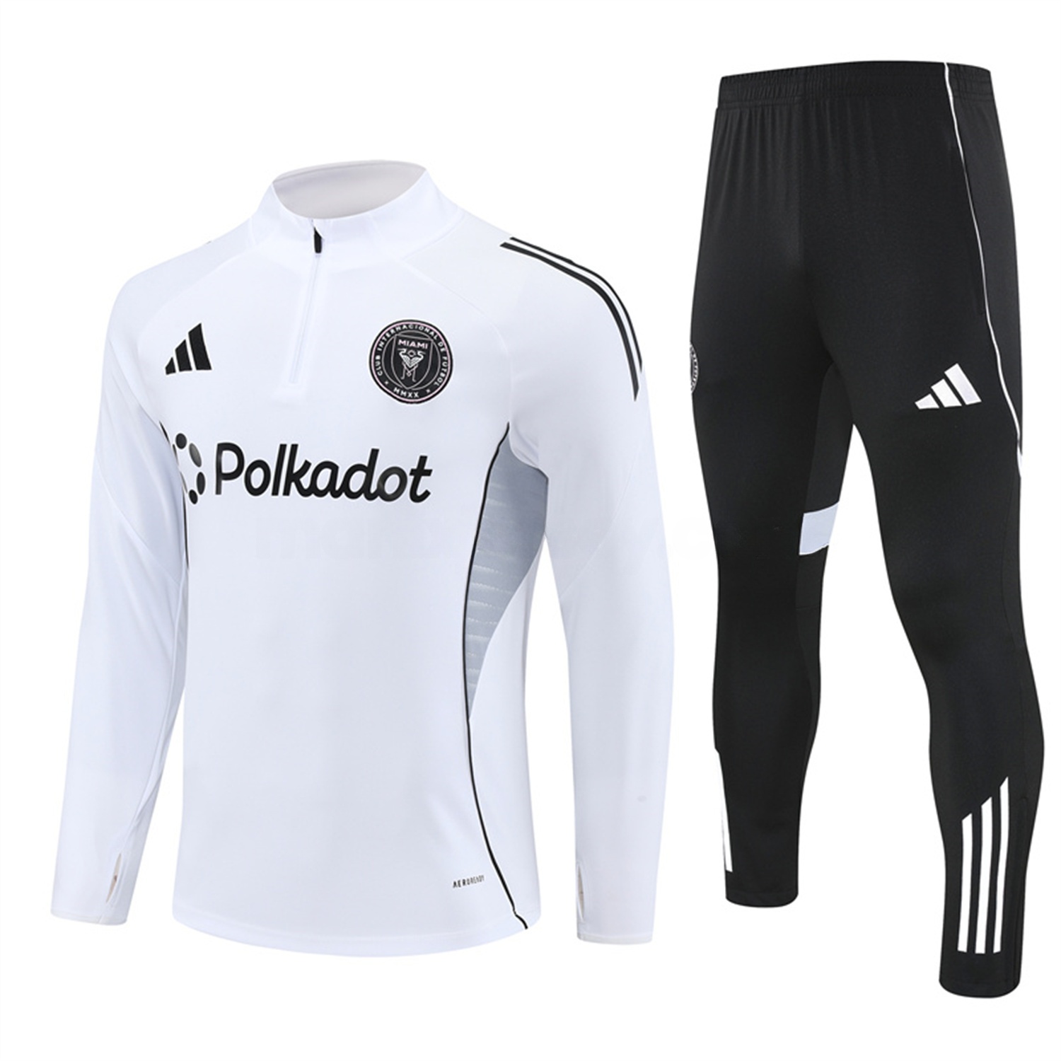 INT M.A.M 25-26 Kid Long Sleeves Training Set - White Top & Black Pants - Unitedfutballjersey