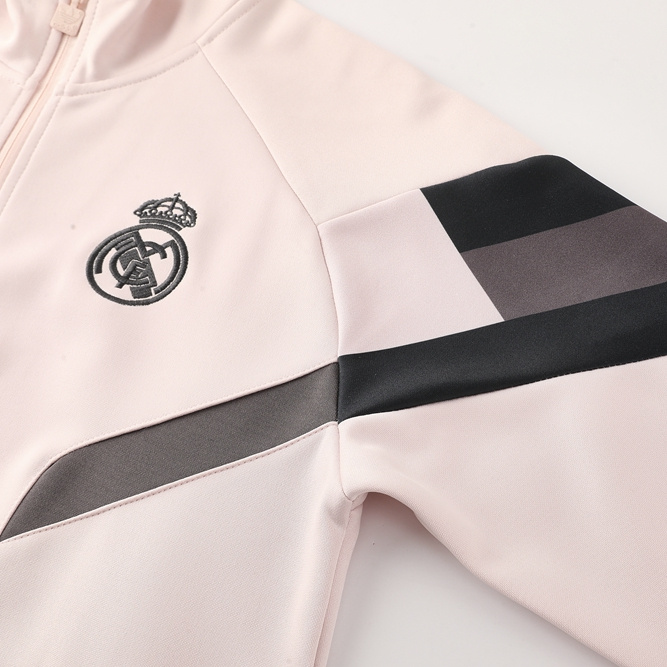 Real Madrid 24-25 Jacket Training Tracksuit - Light Pink Top and Black Pants - Unitedfutballjersey