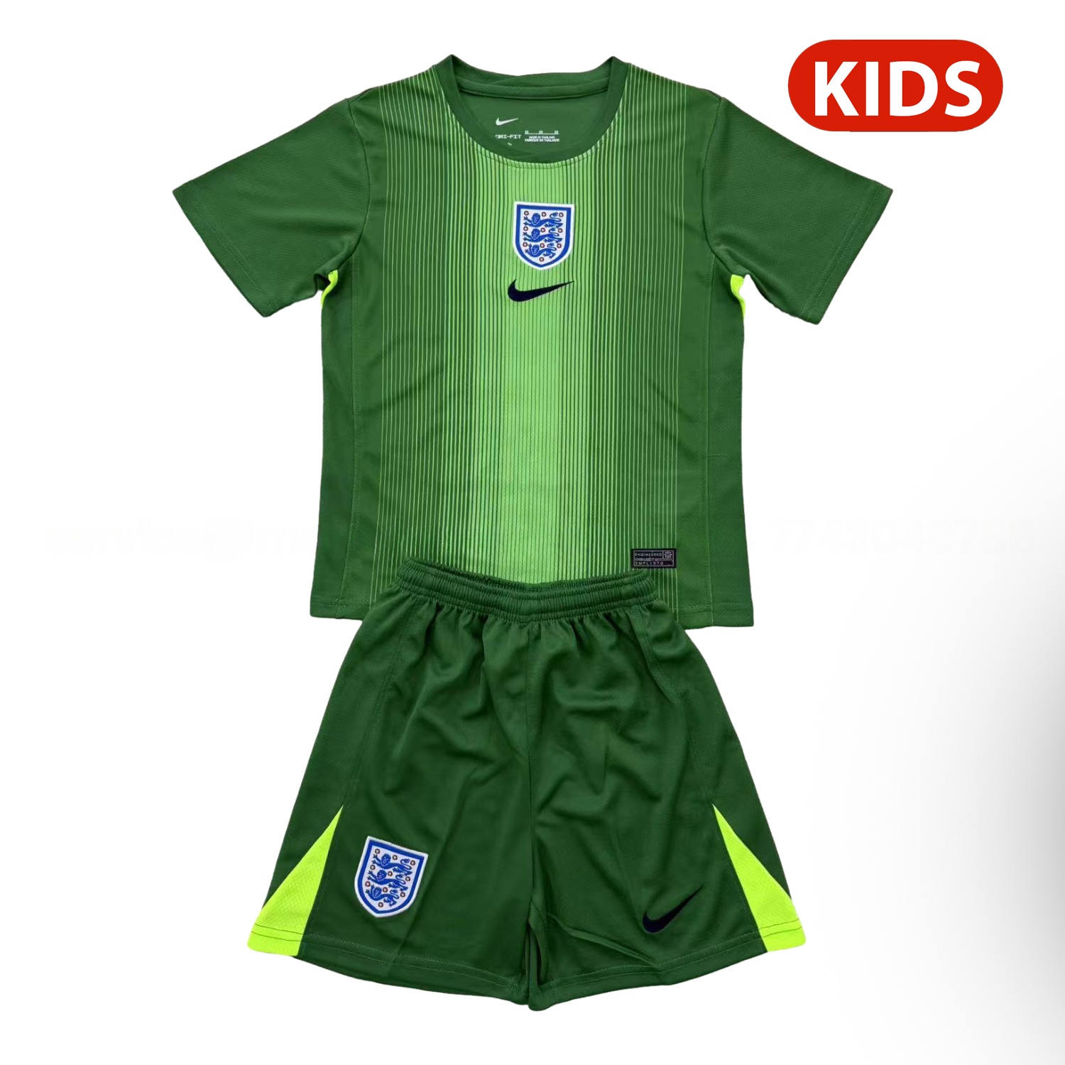 England 25-26 Green Goalkeeper Kids Kit - Unitedfutballjersey