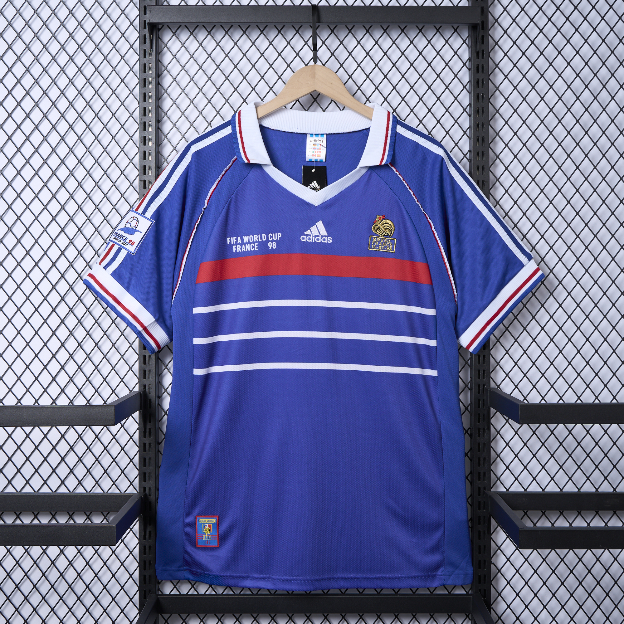 Retro France 1998 Home Stadium Jersey (with 1998 World Cup mark on right chest) - Unitedfutballjersey