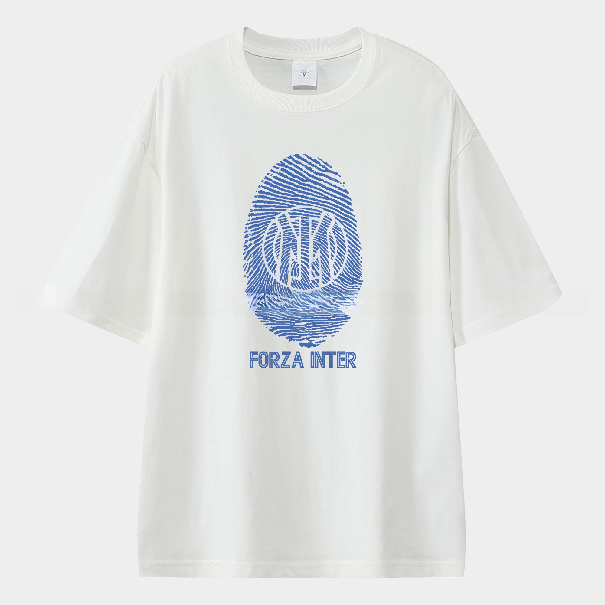 Inter Milan Team Logo Fingerprint Unisex Pure Cotton T-shirt - Unitedfutballjersey