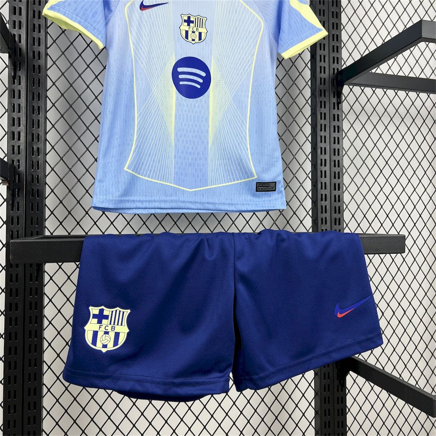 Barcelona 25-26 T90 White Lines Light Blue Gradient Special Kids Kit - Unitedfutballjersey