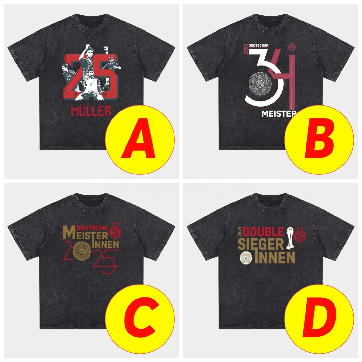 Bayern Munich Bundesliga Champions Deutscher Meister 2025 Oversized Washed T-Shirt - Unitedfutballjersey