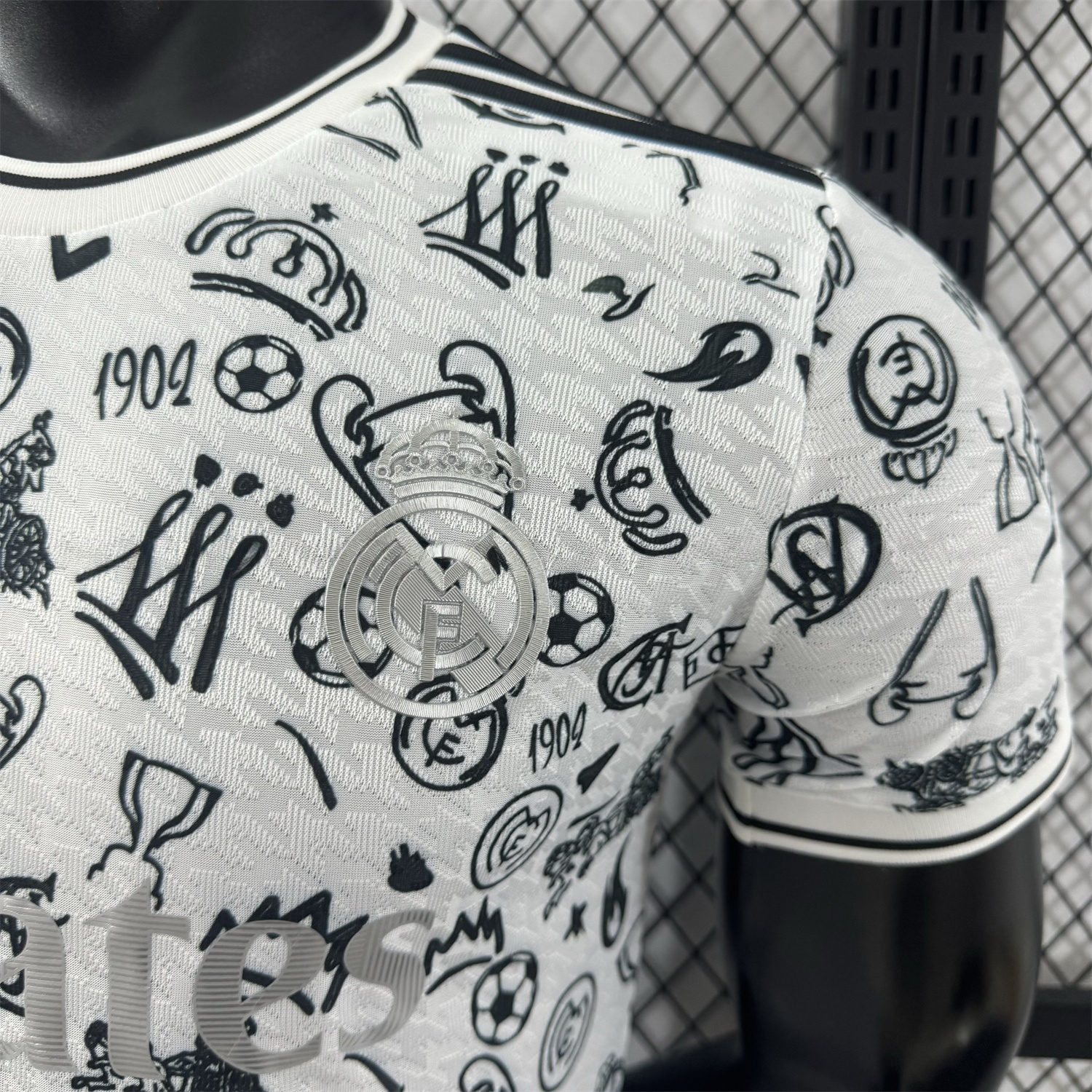 Real Madrid 25-26 White Special Jersey with Black Emoji Icons - Player Version - Unitedfutballjersey