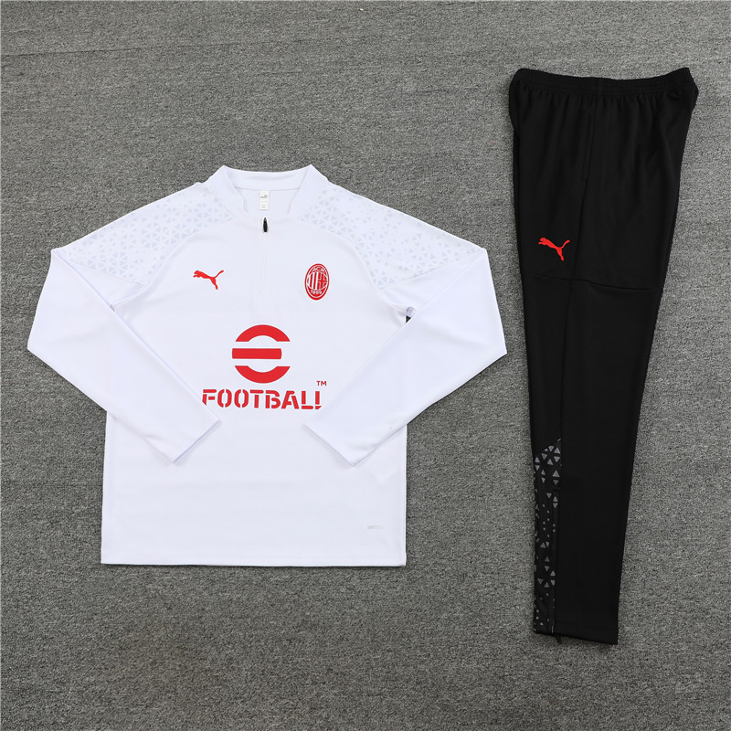 AC Milan 23-24 Long Sleeve Training Set -White - Unitedfutballjersey