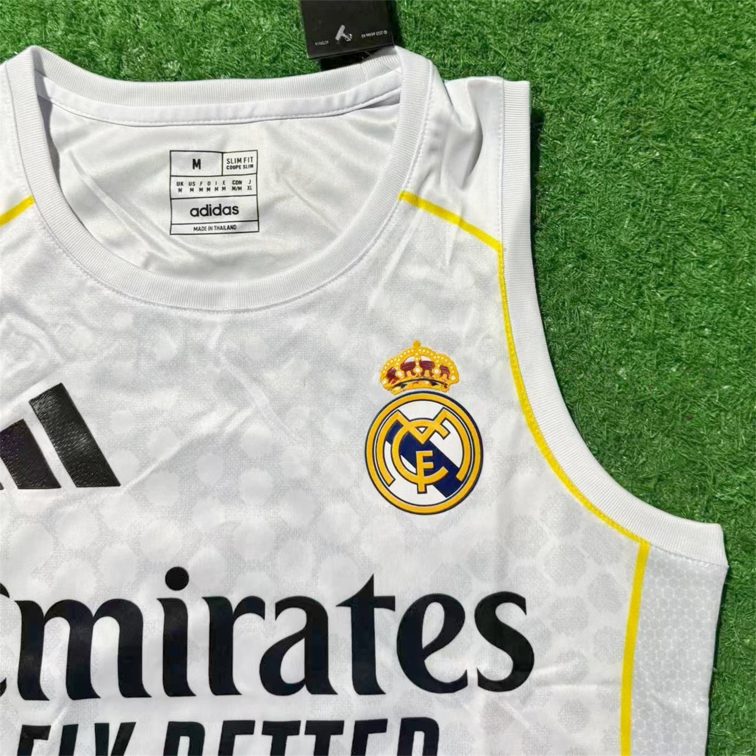 Women's Real Madrid 25-26 Home Gold Line White Yoga Vest - Unitedfutballjersey