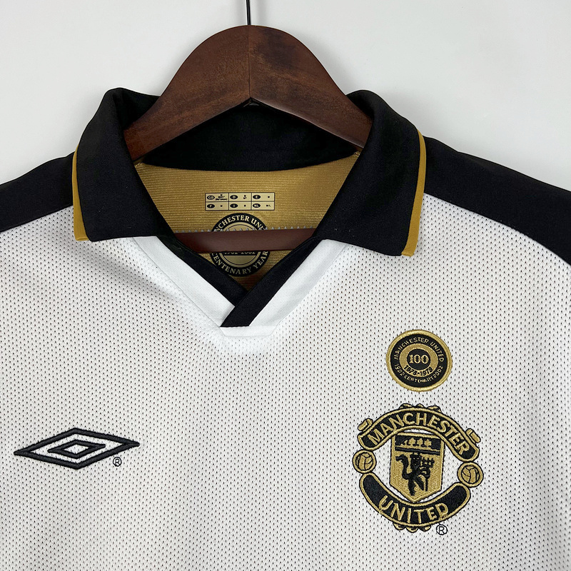 Retro Manchester United 01-02 100th Anniversary Special Edition Jersey - White - Unitedfutballjersey