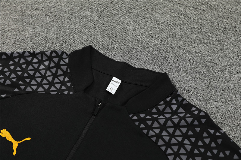 Marseille 23-24 Kids Long Sleeve Training Set Black and Yellow - Unitedfutballjersey