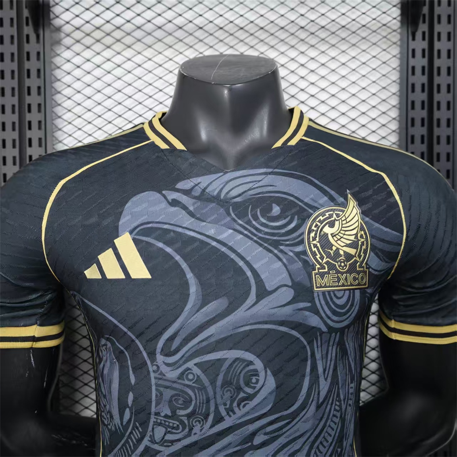 Mexico 25-26 Grey Eagle Sketch Black Gold Special Jersey - Player Version - Unitedfutballjersey