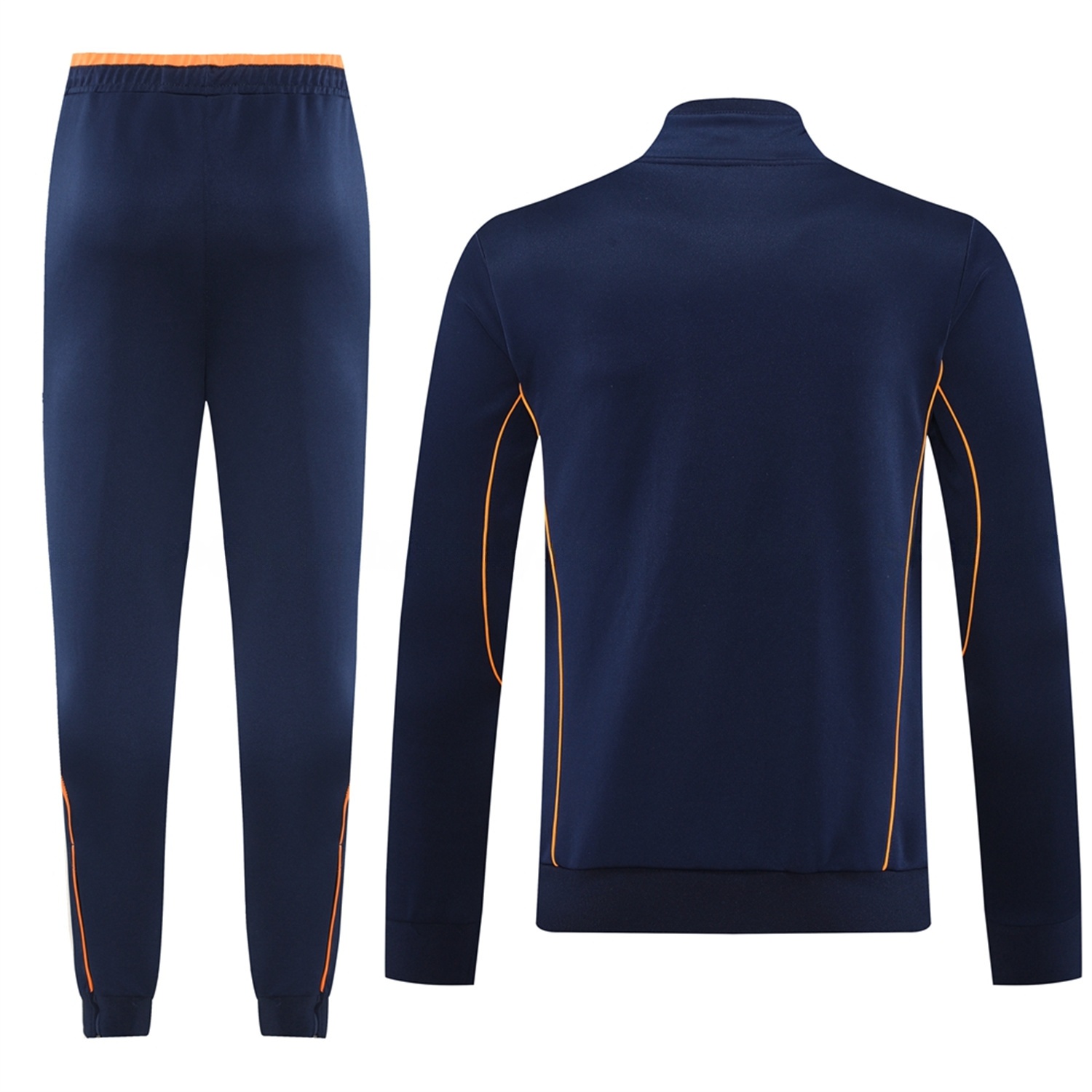 Real Madrid 25-26 Jacket Training Tracksuit - Royal Blue Jackets & Pants with Orange Lines - Unitedfutballjersey