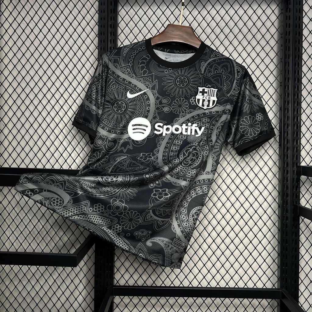 Barcelona 24-25 Black Grey Pattern Jersey - Fans Version - Unitedfutballjersey