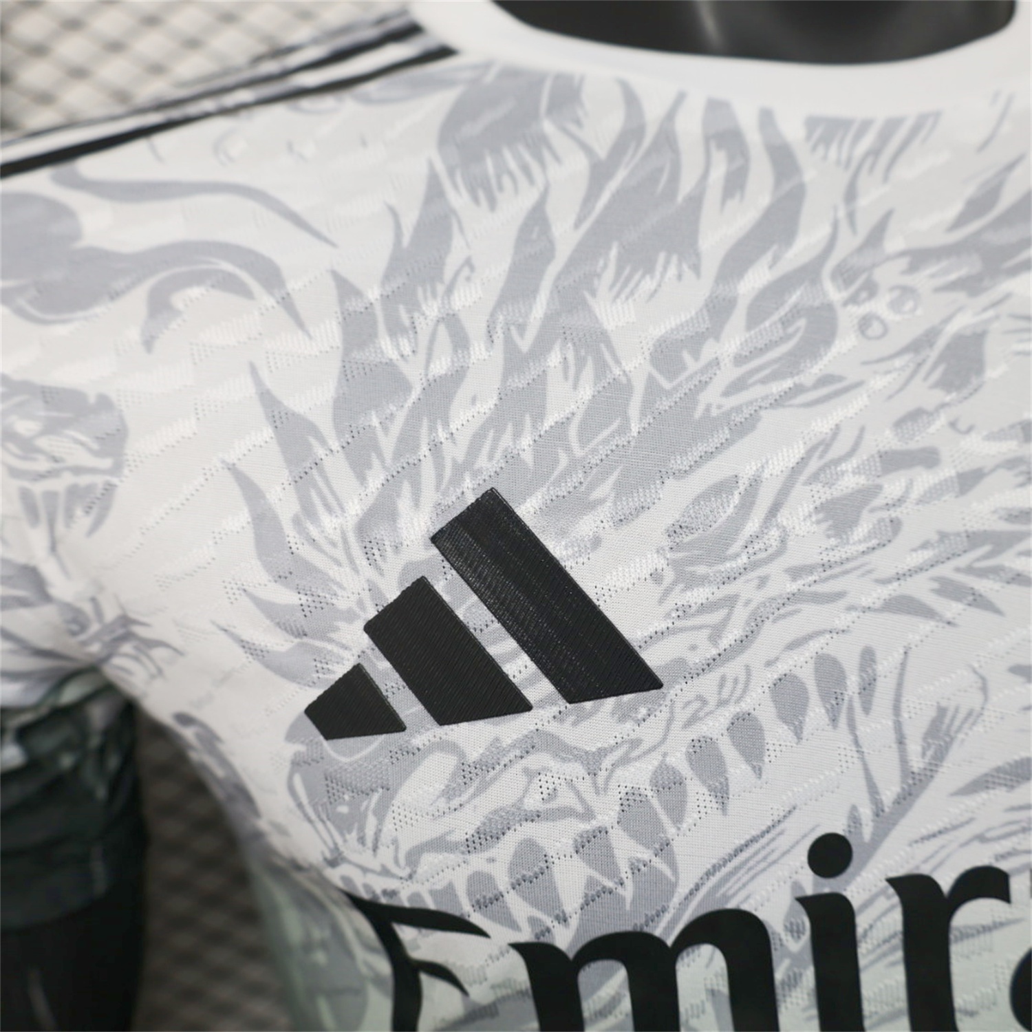 Real Madrid 25-26 Black Green Dragon Soars White Jersey - Player Version - Unitedfutballjersey