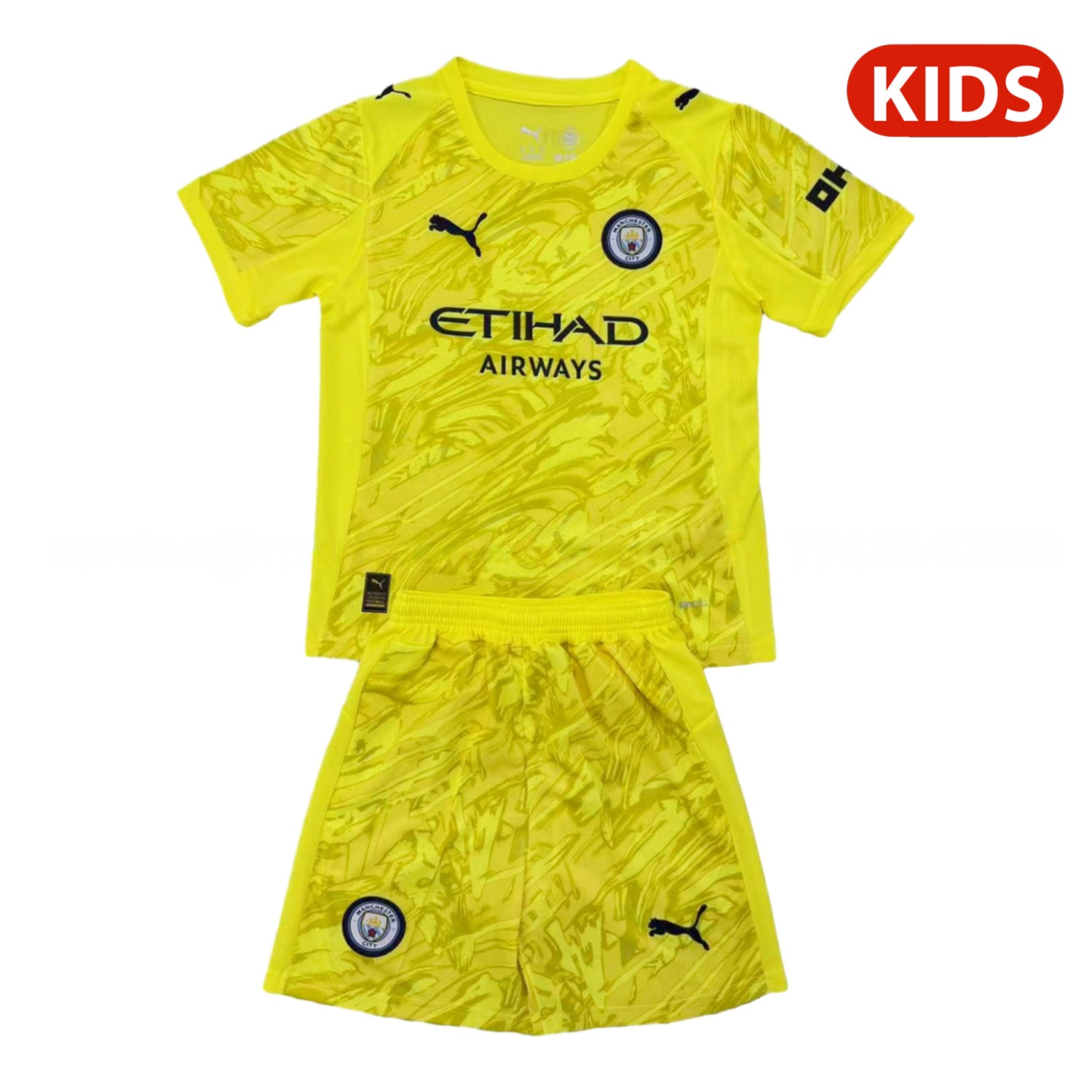 Manchester City 25-26 Yellow Goalkeeper Kids Kit - Unitedfutballjersey