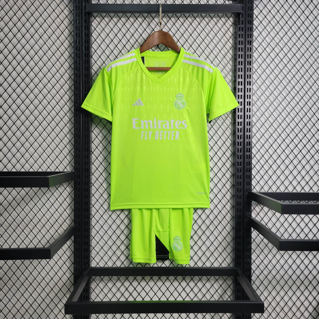 Real Madrid 23-24 Green Goalkeeper Kids Kit - Unitedfutballjersey