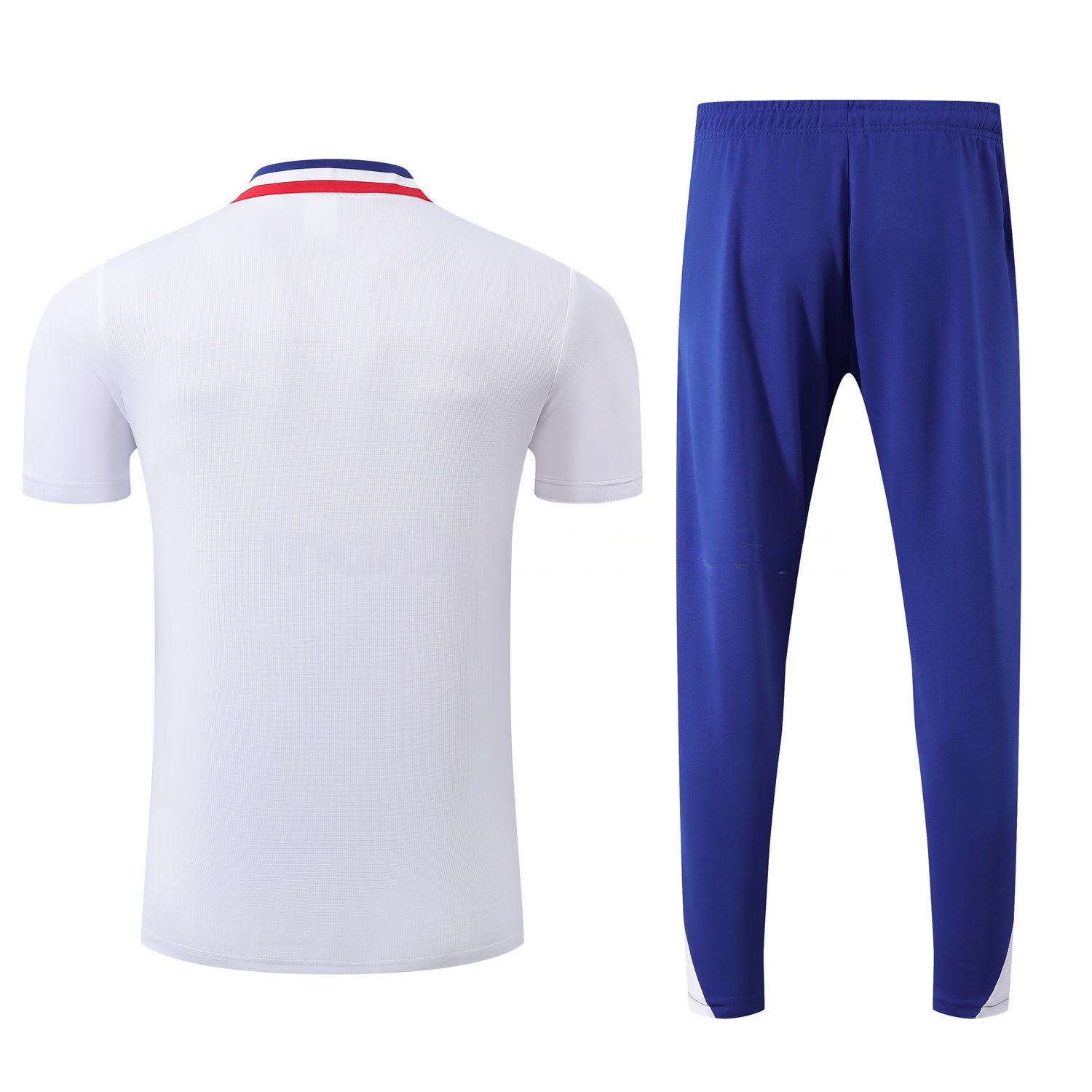 France 25-26 POLO Short-Sleeve Training Set - White Top and Blue Pants - Unitedfutballjersey