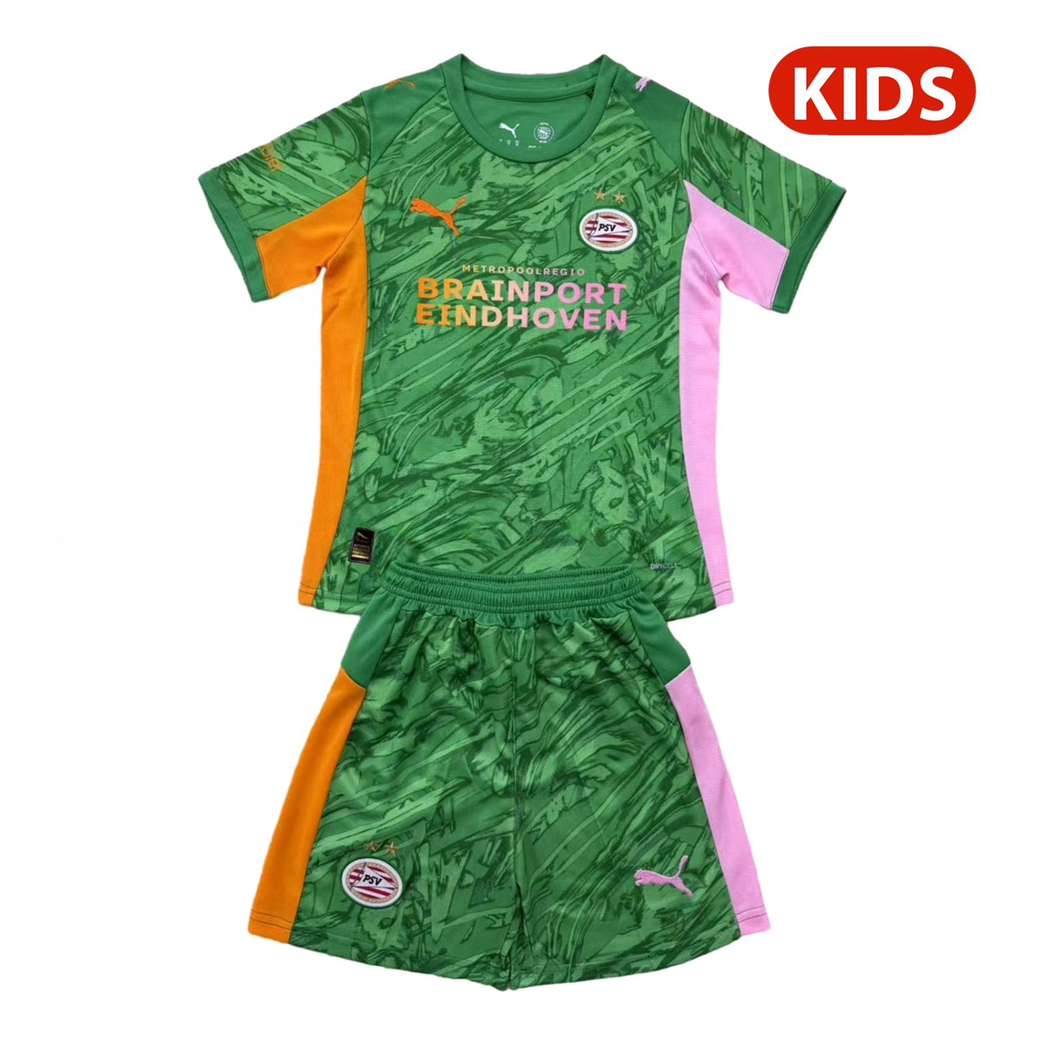 PSV Eindhoven 25-26 Green Goalkeeper Kids Kit - Unitedfutballjersey