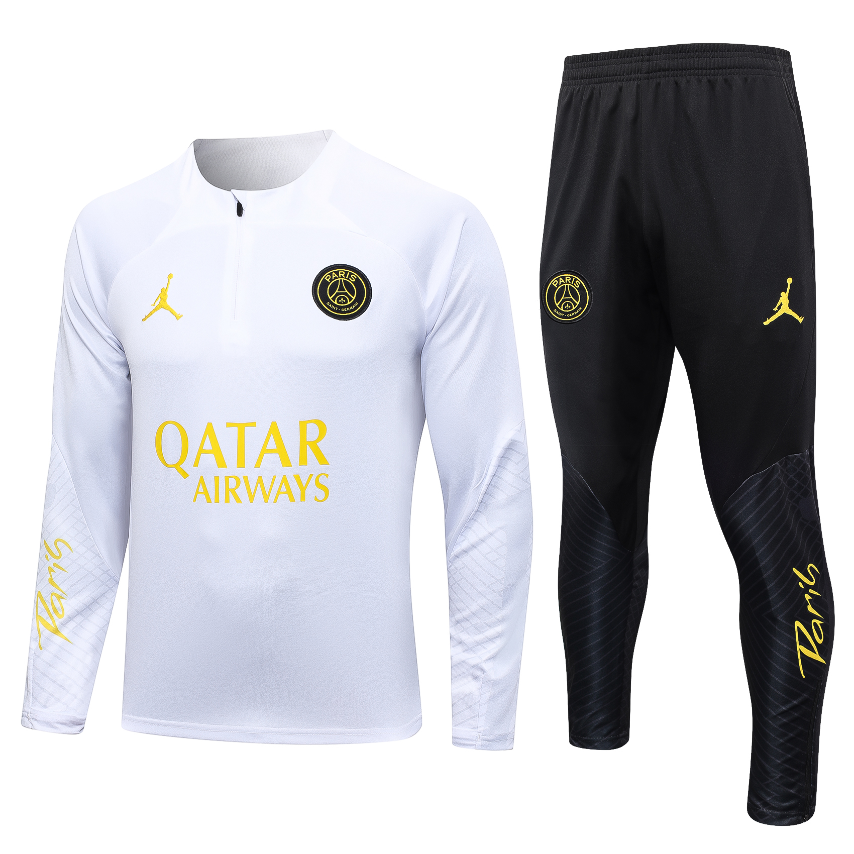Paris Saint-Germain PSG 23-24 Long Sleeve Training Set -White and Golden - Unitedfutballjersey