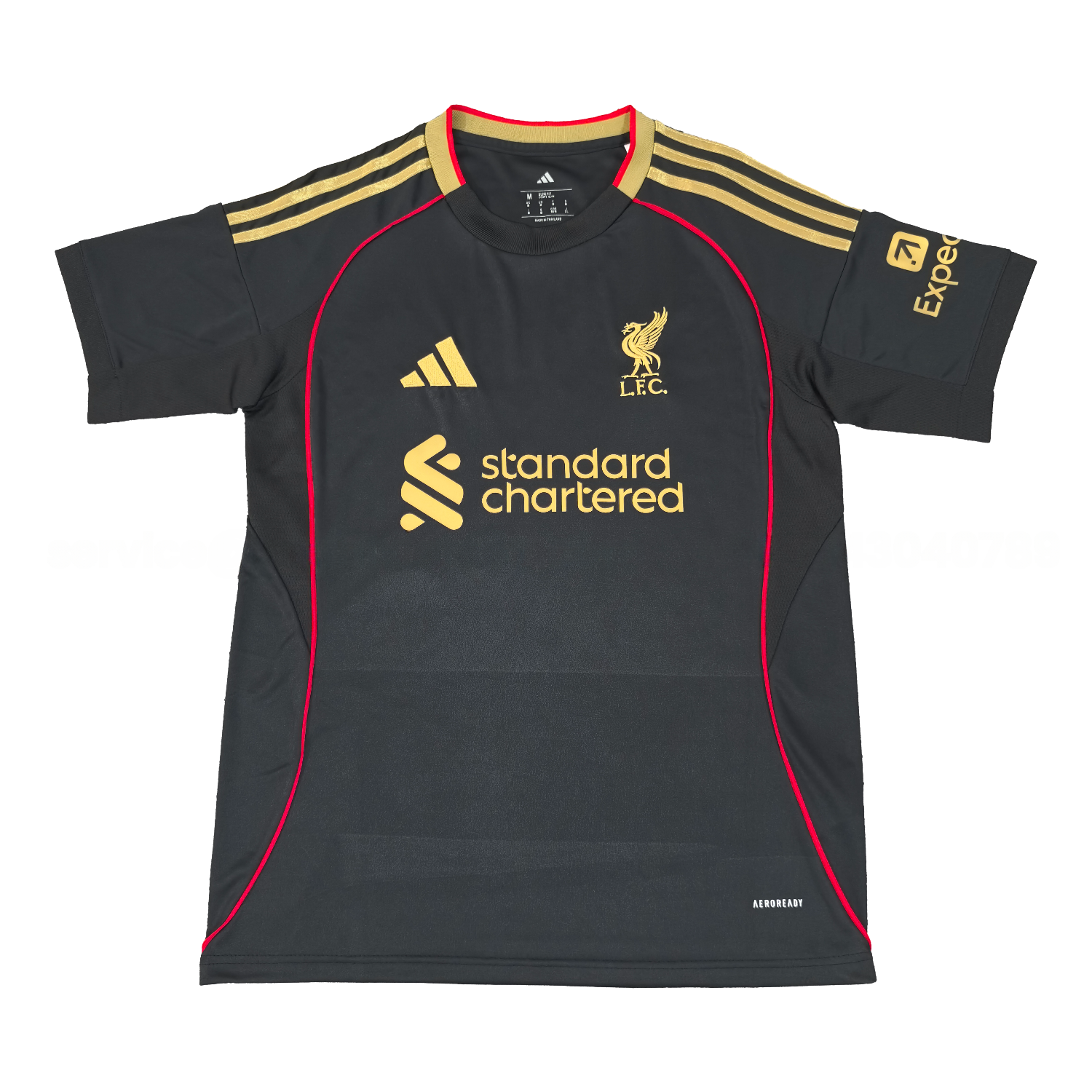Liver.pool 25-26 Black Gold Special Jersey with Red Lines - Fans Version - Unitedfutballjersey