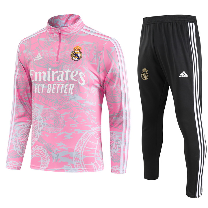 Real Madrid 23-24 Kids Long Sleeve Training Set Pink - Unitedfutballjersey