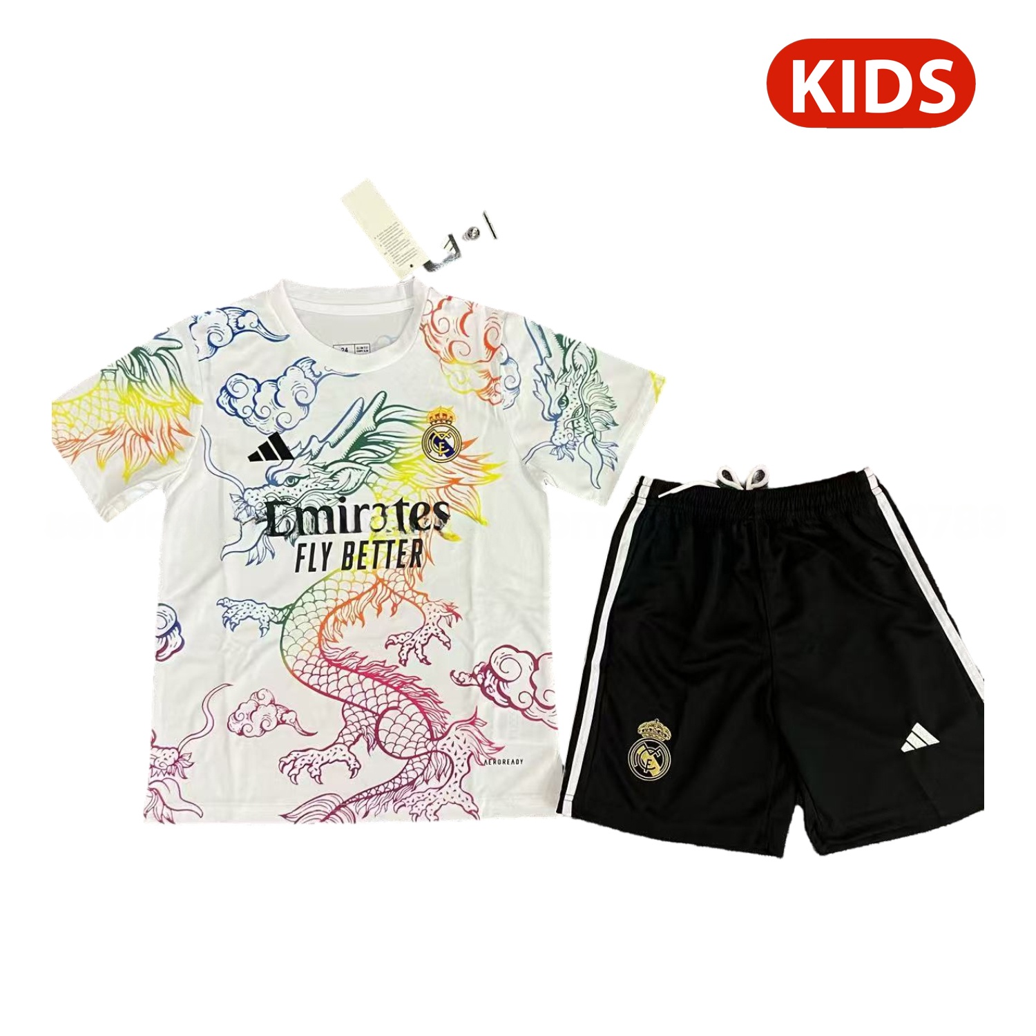 Real Madrid 25-26 Colorful Dragon White Special Kids Kit - Unitedfutballjersey
