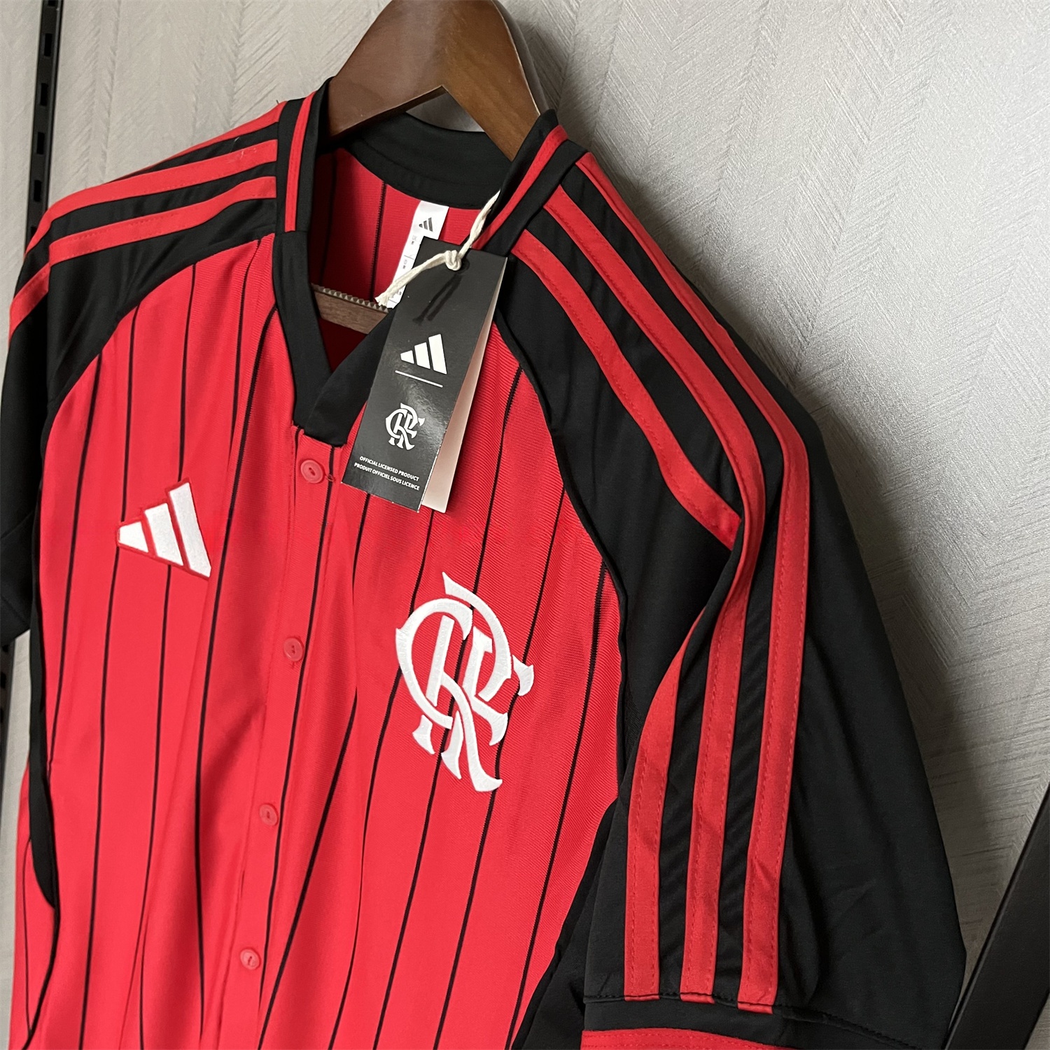 Flamengo 25-26 Red Baseball Jersey with Black Stripes - Unitedfutballjersey