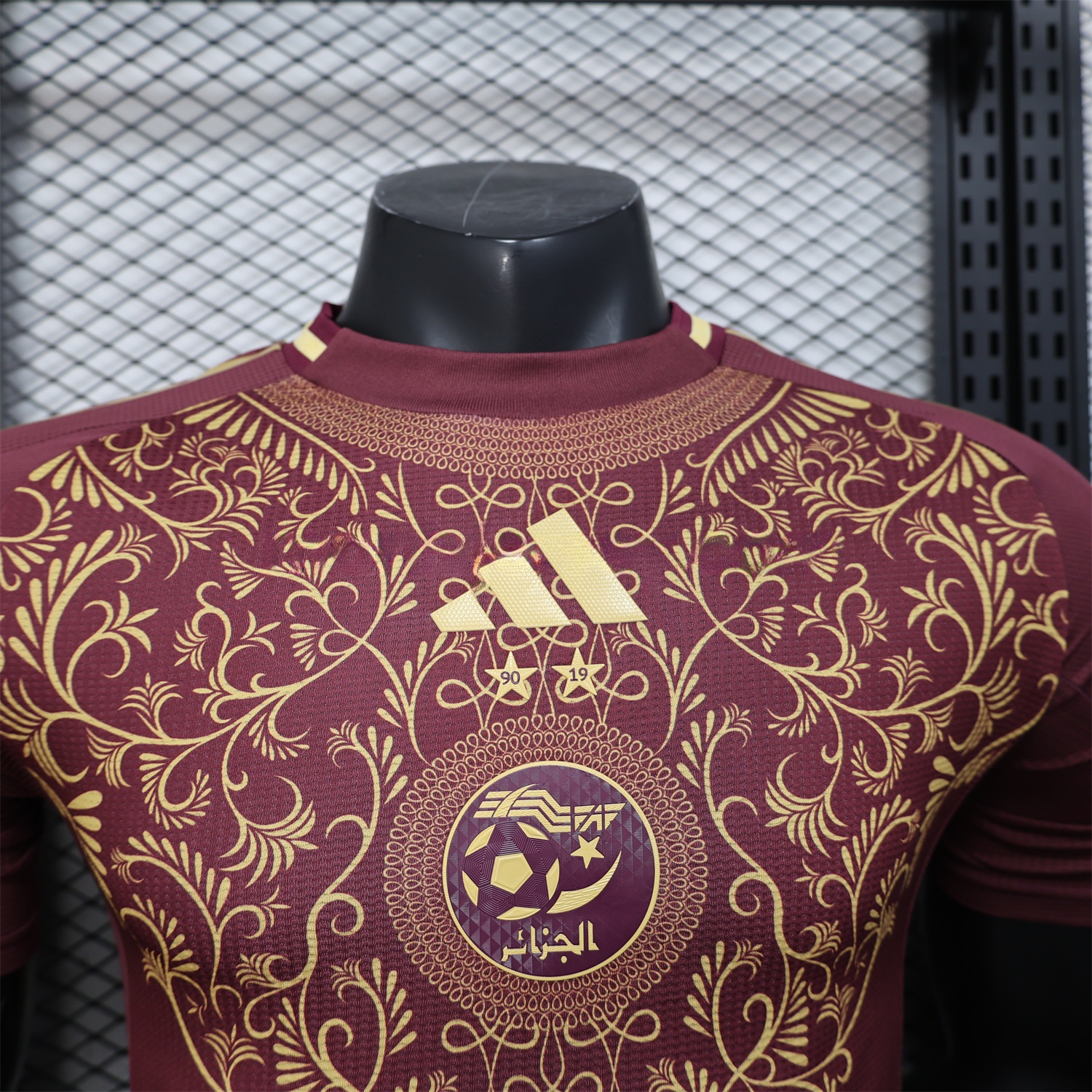 Algeria 25-26 Burgundy Jersey with Chest Pattern Decoration - Player Version - Unitedfutballjersey