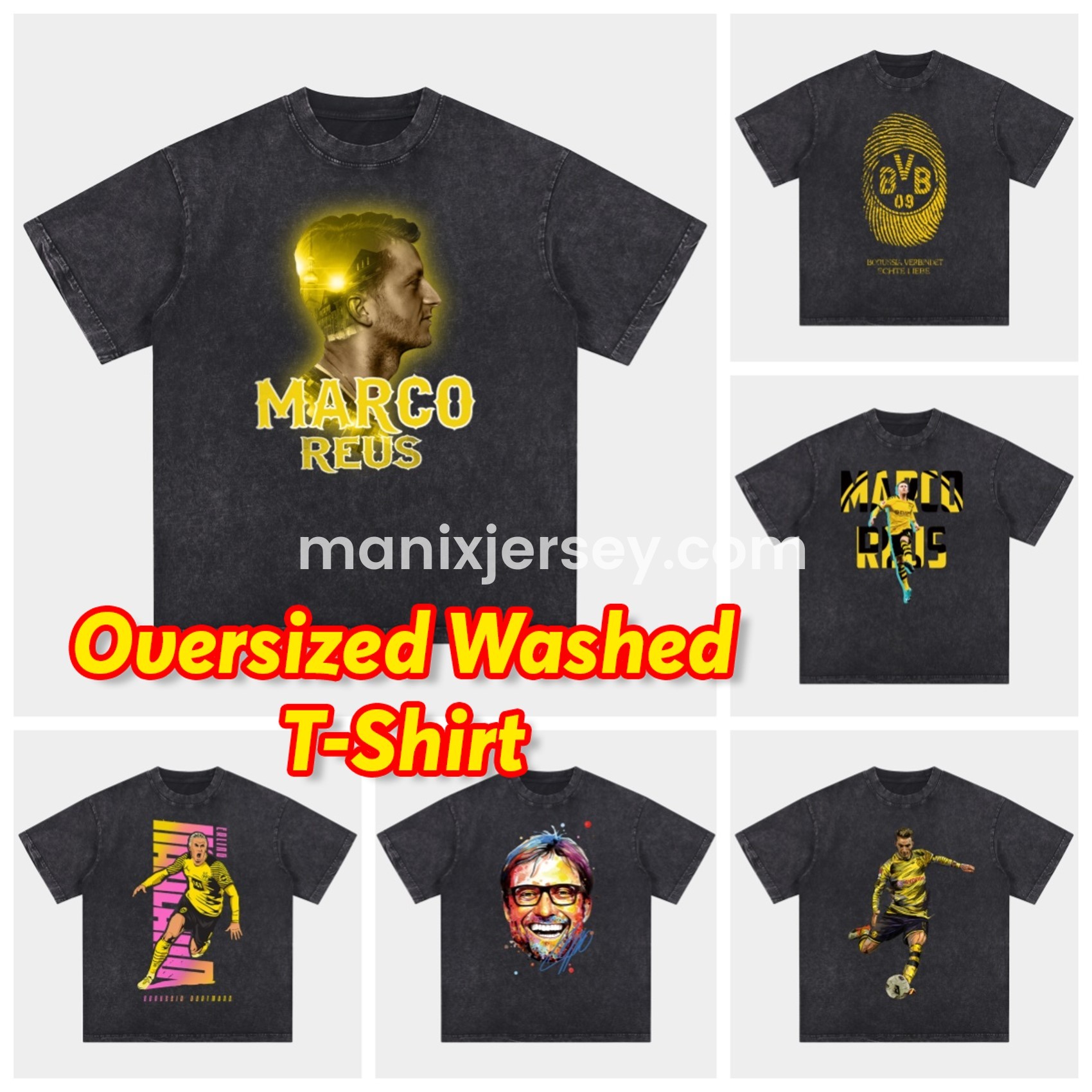 Dortmund Oversized Washed T-Shirt - Unitedfutballjersey