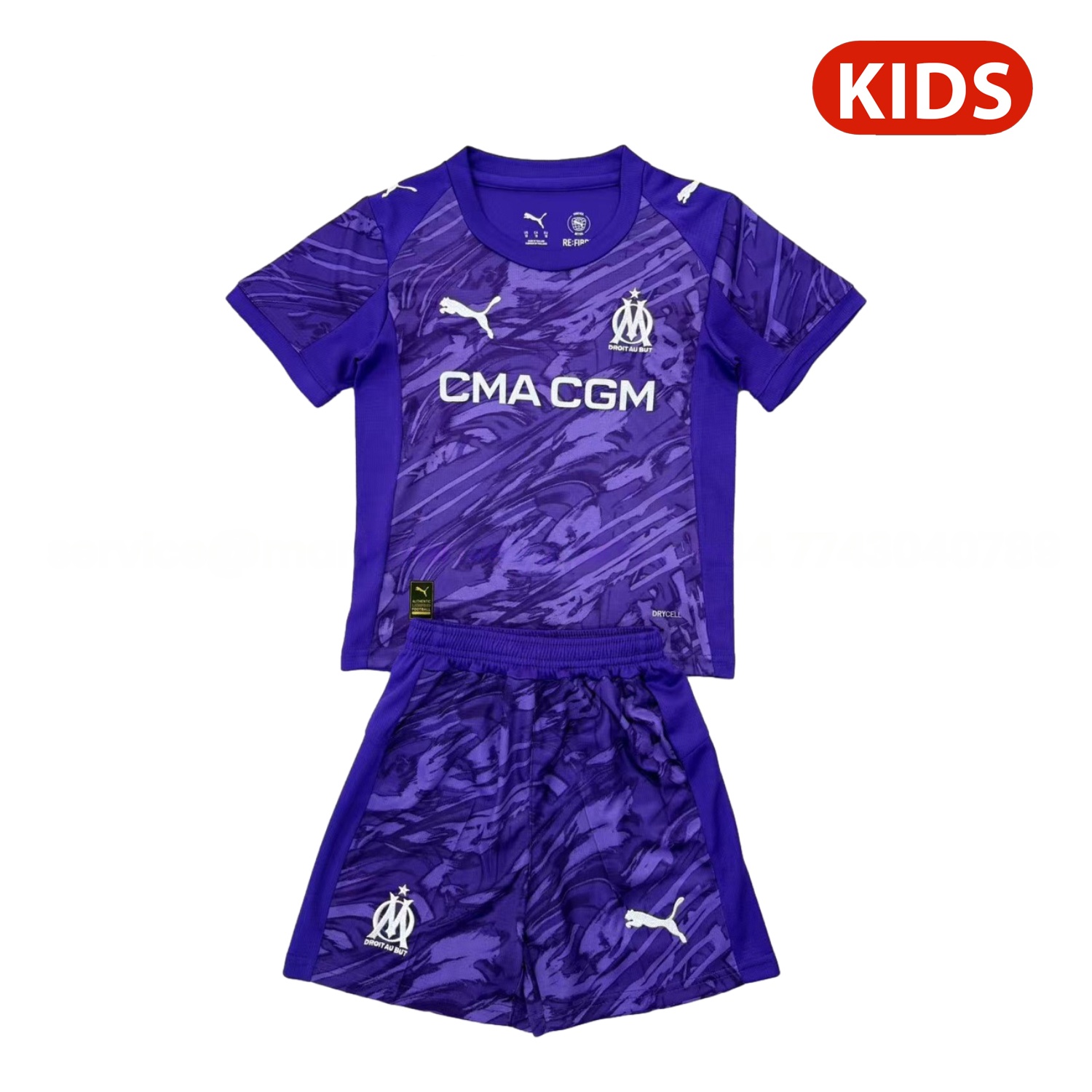 Marseille 25-26 Purple Goalkeeper Kids Kit - Unitedfutballjersey