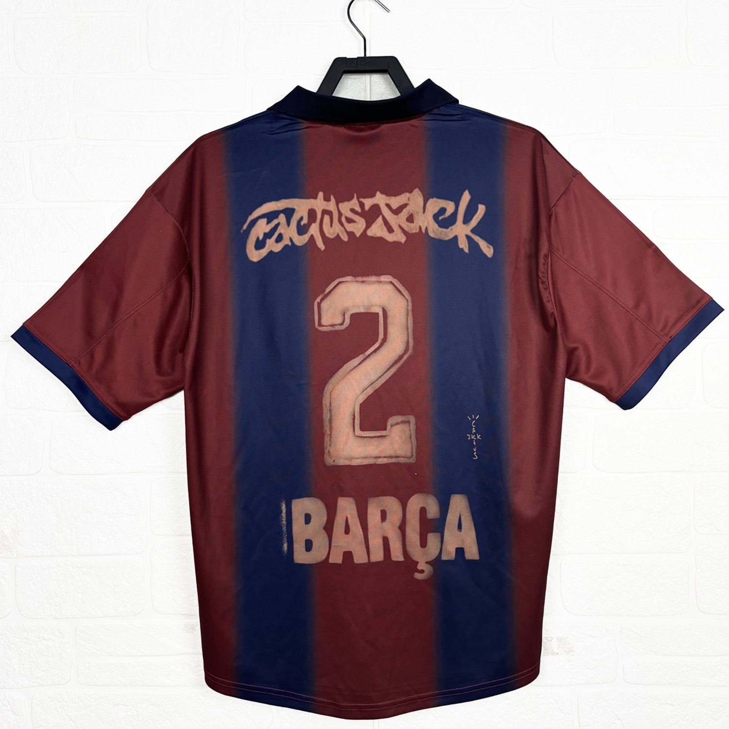 Barcelona x Travis Scott 2000-01 Home Retro Style Skeleton Jersey With Back Printing - Fans Version - Unitedfutballjersey