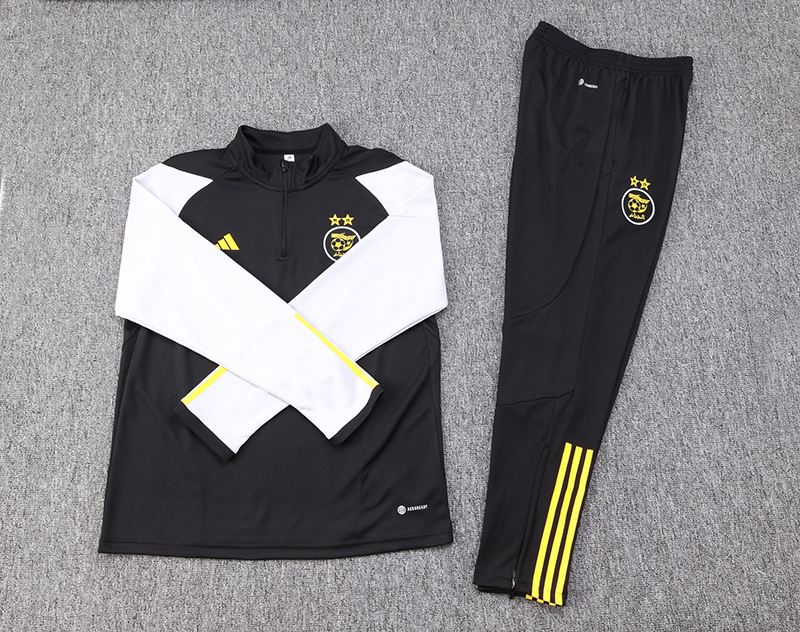 Algeria Olympic TEAM 23-24 Long Sleeve Training Set -Black and White - Unitedfutballjersey