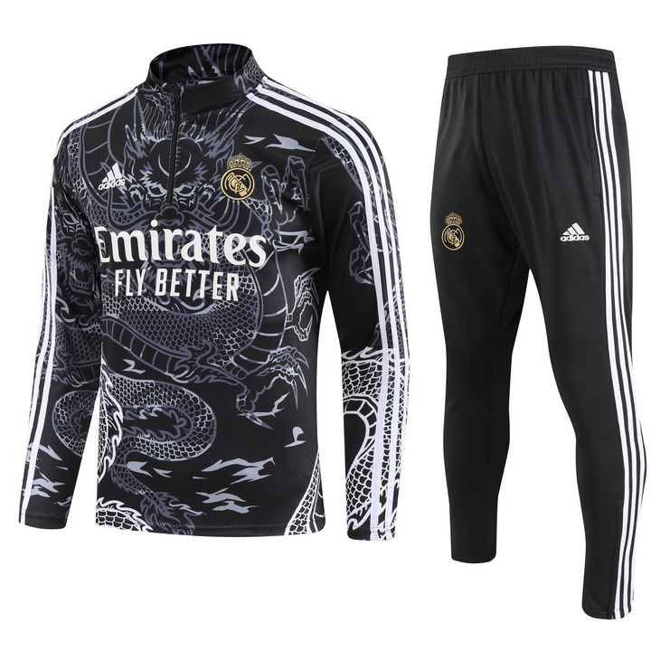 Real Madrid 23-24 Long Sleeve Training Set - Black Dragon - Unitedfutballjersey