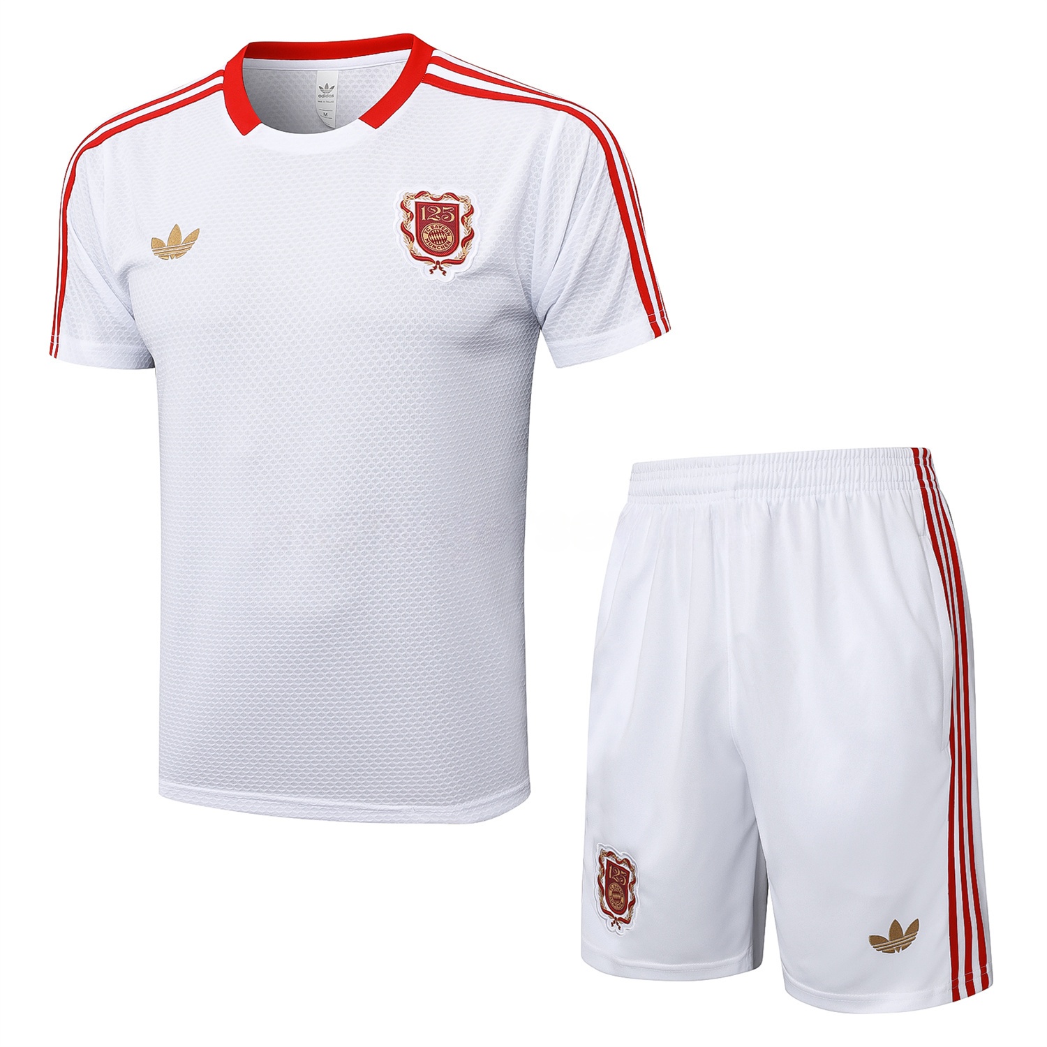Bayern Munich 2025 125th Anniversary Short-Sleeve Training Set - White Top and Shorts - Unitedfutballjersey