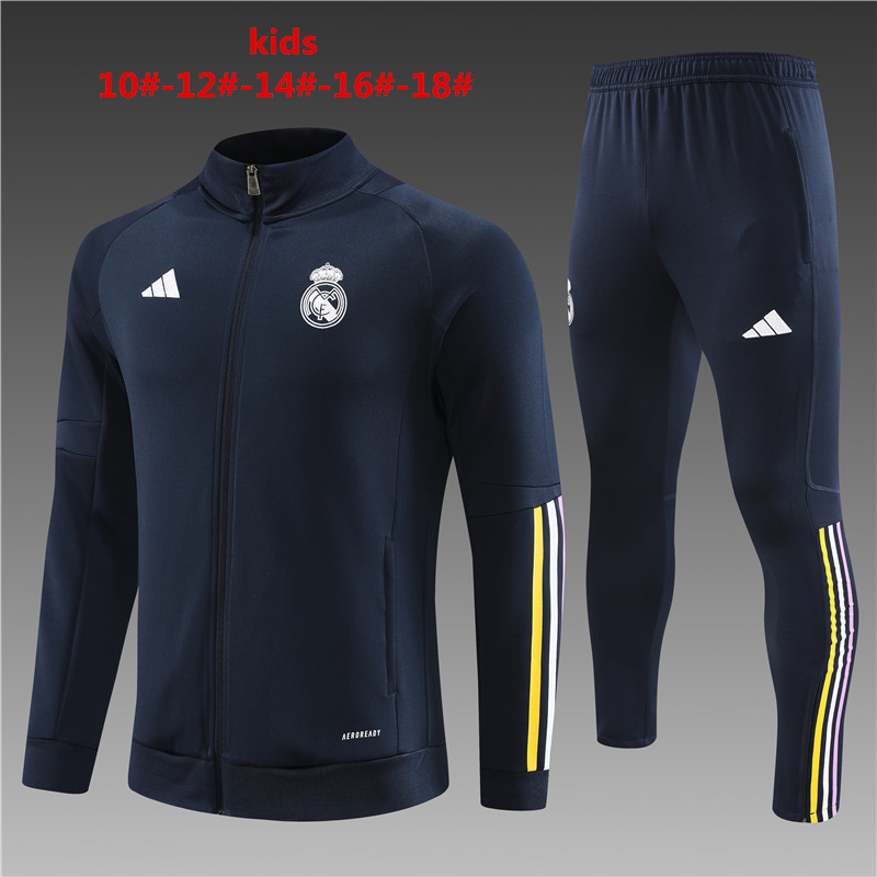 Real Madrid 23-24 Kids Jacket Training Tracksuit - Royal Blue - Unitedfutballjersey