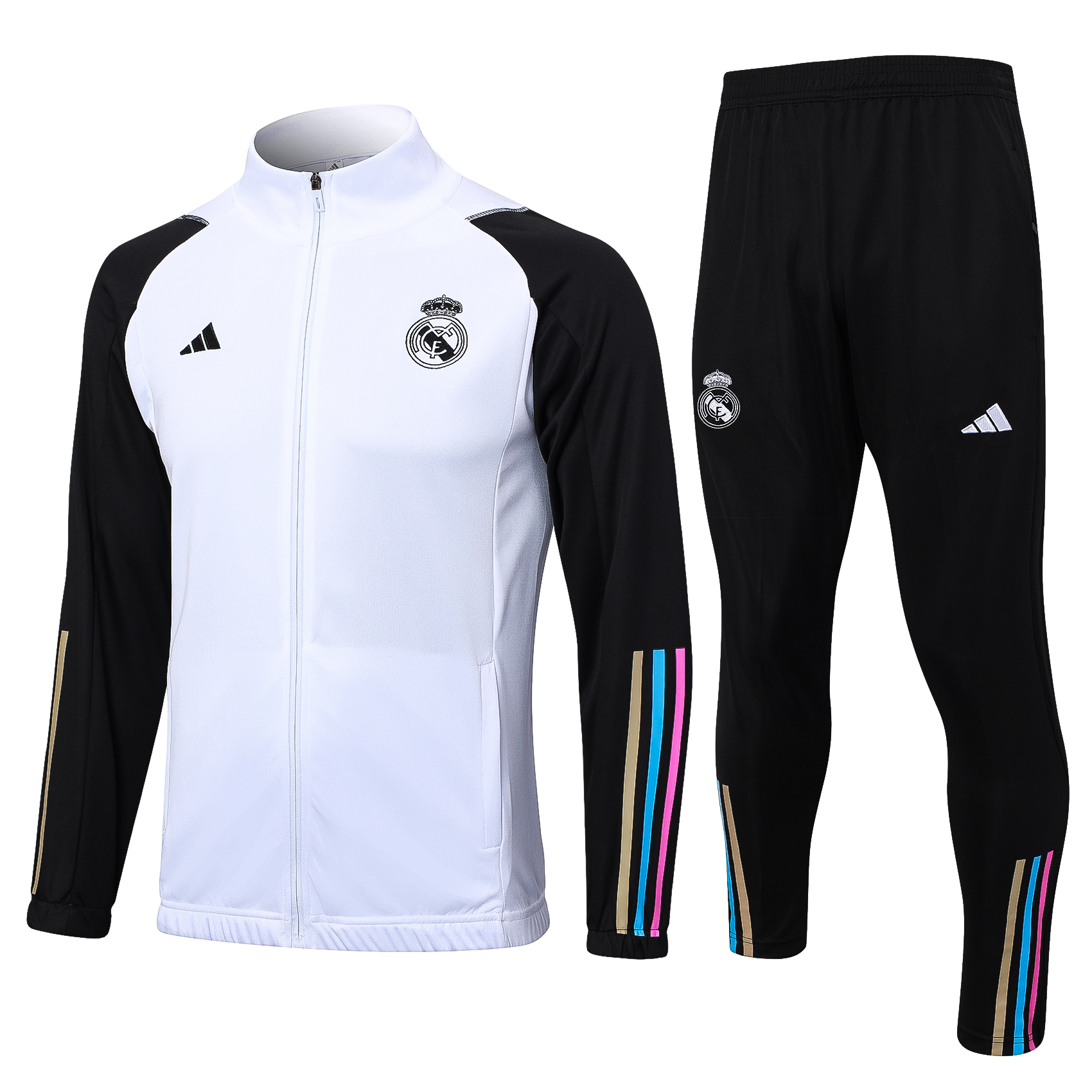 Real Madrid 23-24 Jacket Training Tracksuit - White and Black - Unitedfutballjersey